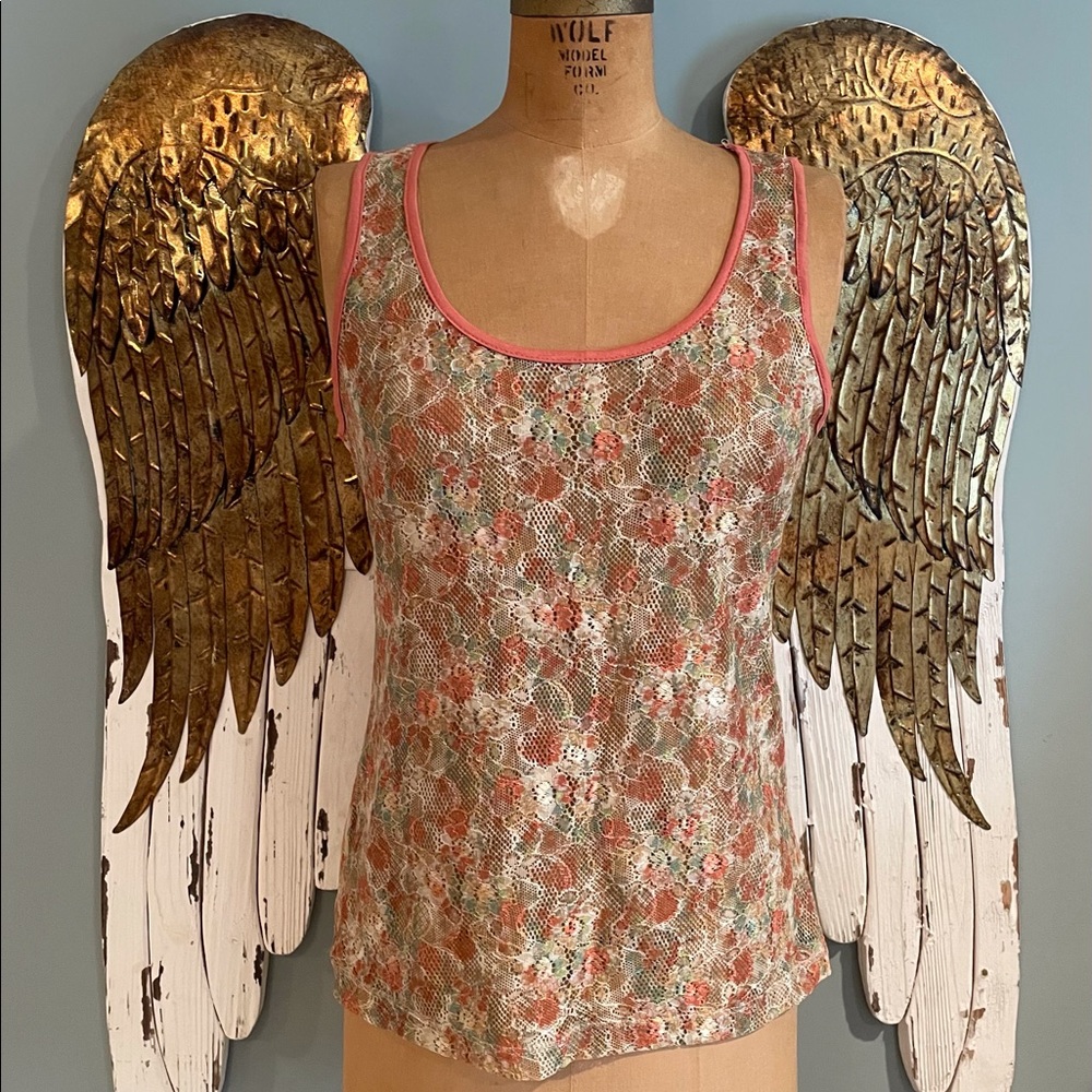 Forever 21 Rust and Green Lace Tank Top